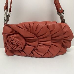 Bampo Soft Leather Rosette Convertible  Crossbody/Shoulder Bag